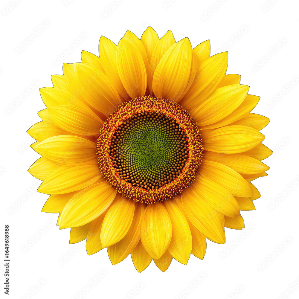 Fototapeta premium Close-up of a vibrant sunflower, bright yellow petals, dark center