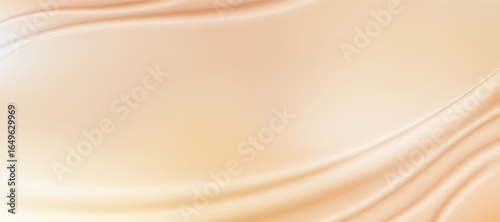 Beige nude ecru gradient background with wavy fabric texture. Soft folds, champagne and coffee shades in pastel palette. Elegant vector wallpaper for interior, branding or web design.