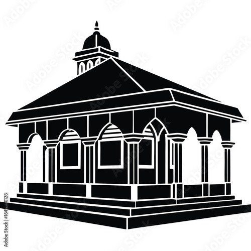 Traditional indian school building with a covered veranda