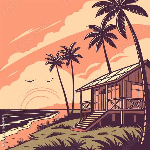 tropical beach with palms