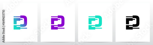 Technology Modern Cyber Glitch Letter Initial Typography Logo Design D