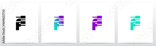 Technology Modern Cyber Glitch Letter Initial Typography Logo Design F