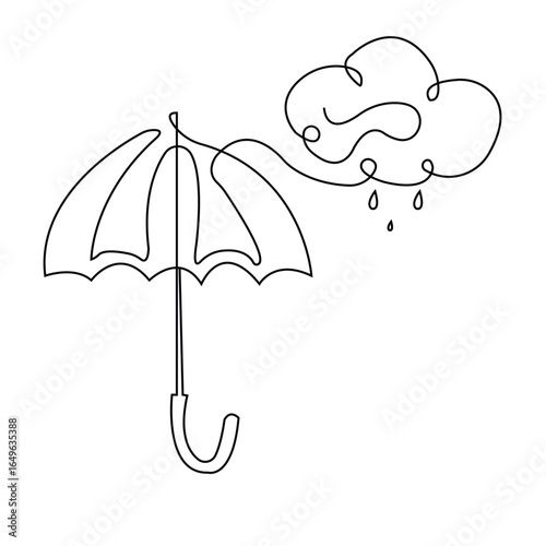 Umbrella Continuous Line Art Illustration for Weather, Rain, and Protective Designs