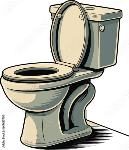 A Classic Toilet with an Open Seat and Lid, Isolated on White