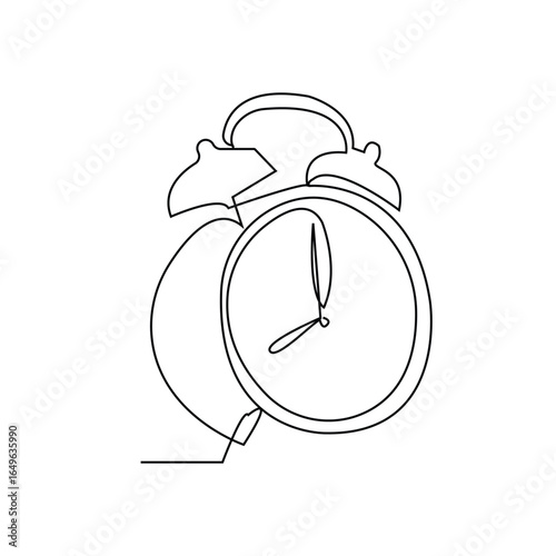 Alarm Clock Continuous Line Art Illustration for Time, Schedule