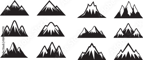 Mountain Peaks Silhouette Collection Vector Illustration for Outdoor Adventures and Nature Enthusiasts Logos and Designs