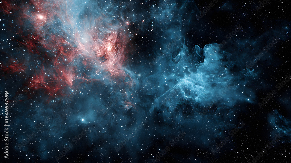 Fototapeta premium Majestic nebula spreading across the sky filled with colors and starry background in outer space