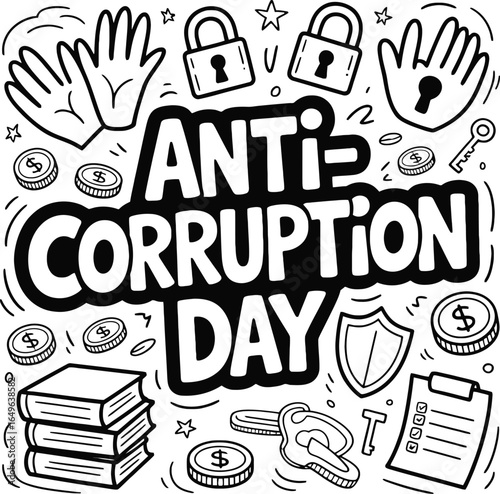 Anti-Corruption Day Doodle: Fighting Fraud with Keys, Locks, and Shields