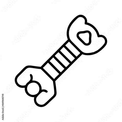 Vector graphic of a black and white dog bone pet toy chew with stripes for canine fun time