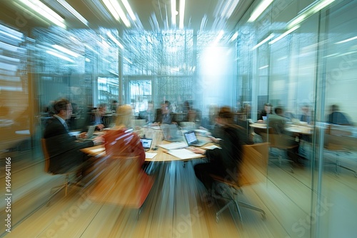Blurred meeting in a modern office
