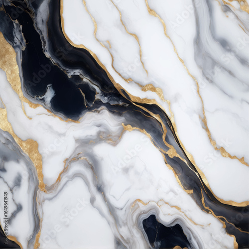 Elegant Black and White Marble Texture with Golden Veining – Luxurious Abstract Stone Pattern Featuring Gold Accents, Swirling Veins, and Premium Design for Sophisticated Backgrounds and Artwork