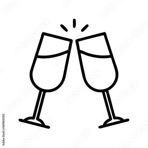 Celebration toast champagne glasses cheers drink alcohol beverage party event social gathering vector icon