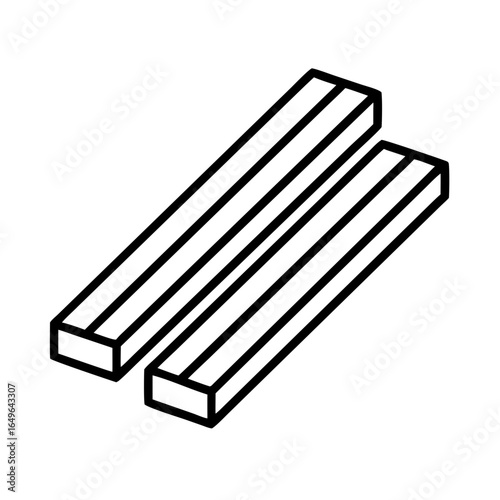 Two parallel wooden planks illustration for construction materials and woodworking projects design