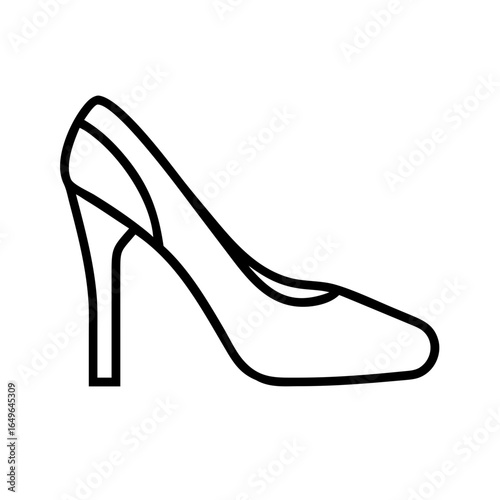 Elegant high heel shoe fashion footwear design outline drawing vector illustration style icon art