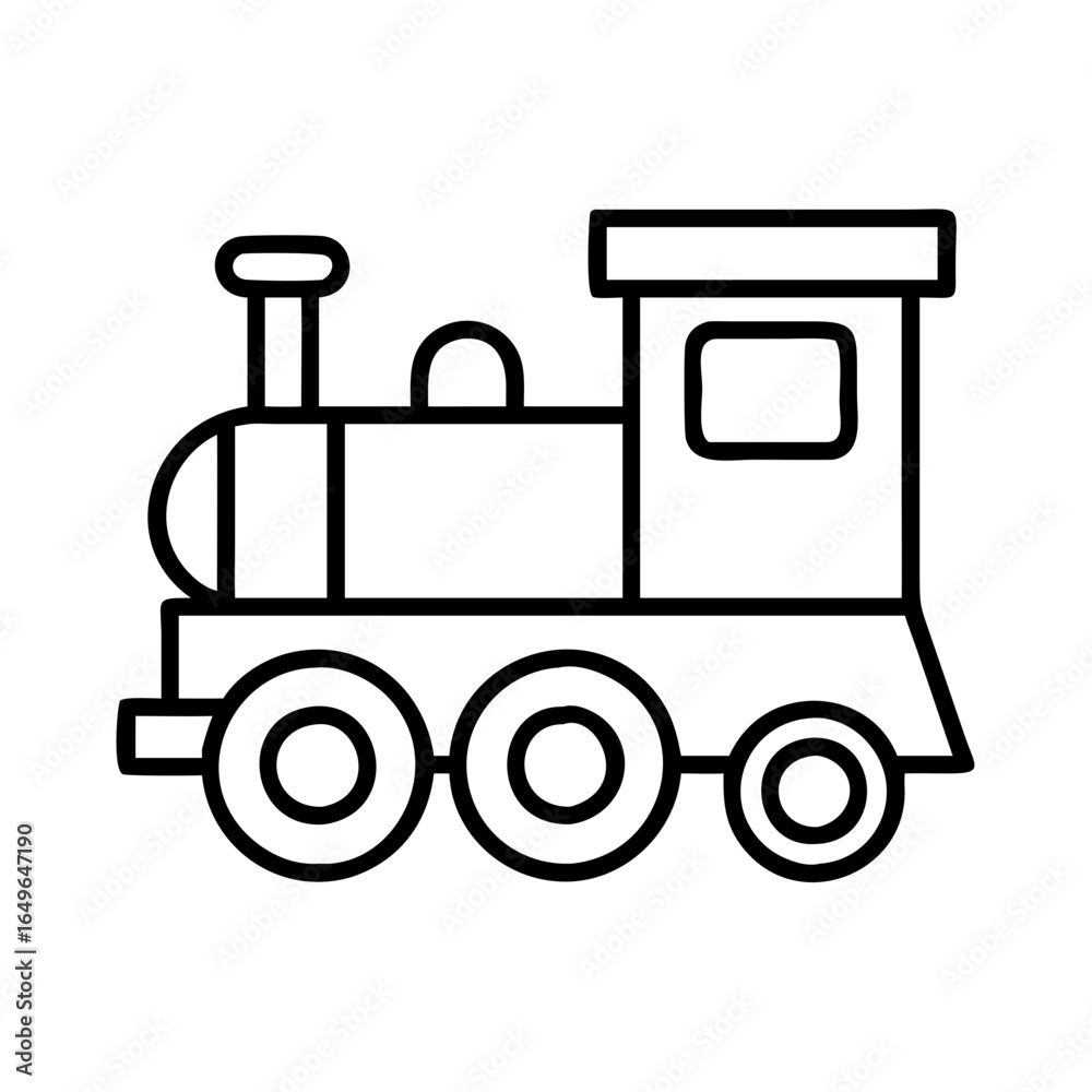 Outline drawing of a toy train engine locomotive vector illustration for kids and children Outline drawing of a toy train engine locomotive vector illustration for kids and children