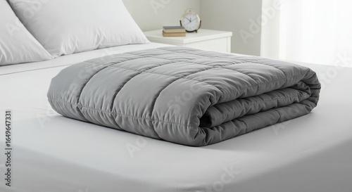 Cozy up with a luxurious weighted blanket for restful sleep and calm nights in a serene bedroom setting offering comfort and relaxation, a modern lifestyle essential