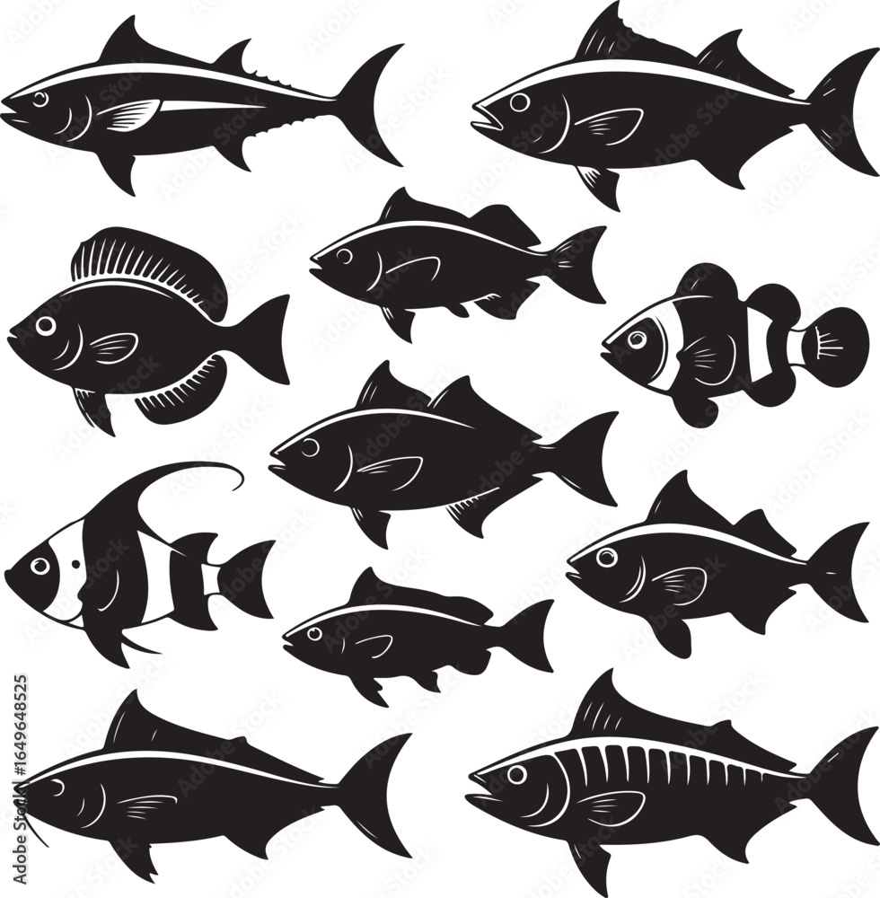 Naklejka premium Fish Silhouettes