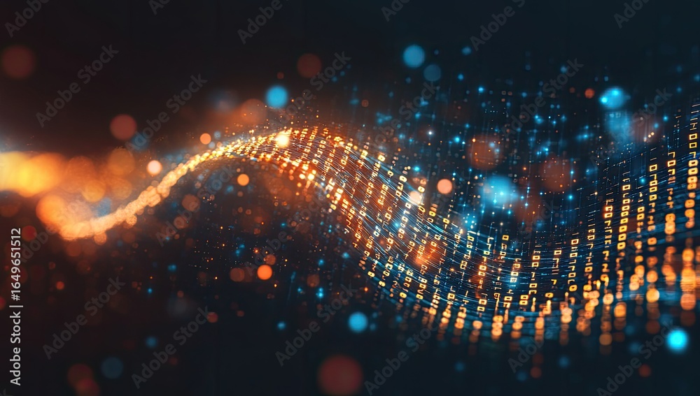 Obraz premium Abstract swirling digital particles