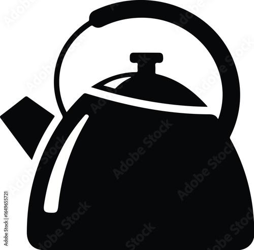 Classic Kettle Icon Simple Black Silhouette.