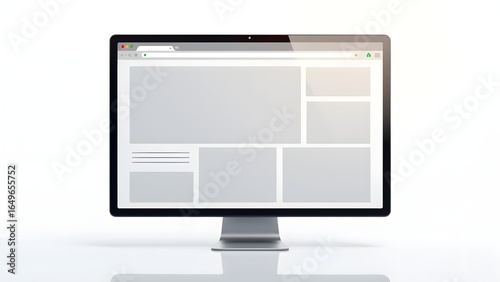 Flat Browser UI Mockup with Blank Content Blocks and Minimal Toolbar
