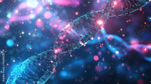 Vibrant DNA Structure with Colorful Background Effects