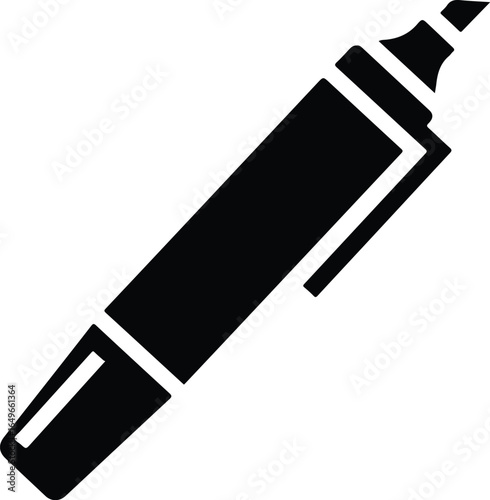 Black Highlighter Marker Icon Illustration.