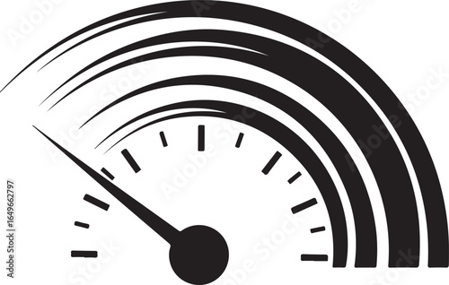 Vector art of speedometer gauge indicator measuring performance, isolated on white background