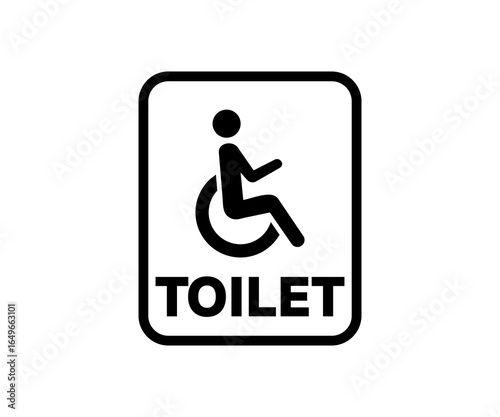Accessible restroom icon for wheelchair users sign. WC direction symbol illustration on transparent background. 
