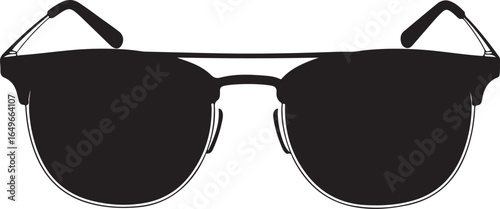 Vector art of black sunglasses isolated on white background, a stylish and modern eyewear accessory for sun protection and fashion, featuring dark lenses and a sleek frame