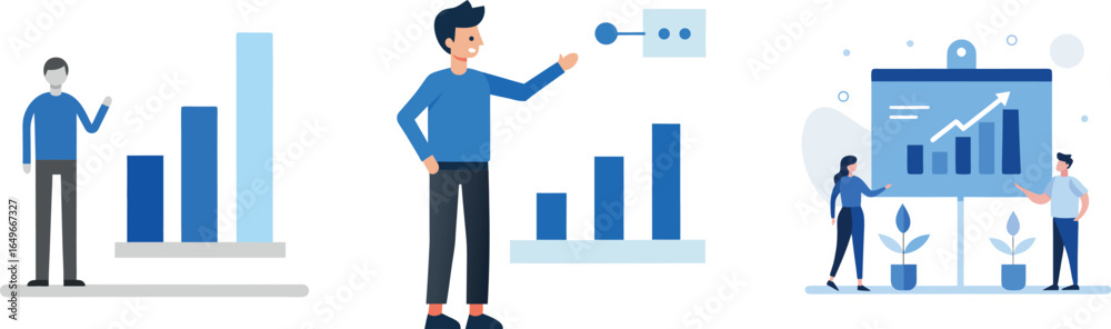 Fototapeta premium Data Visualization and Business Analytics Icon Set for Strategic Growth