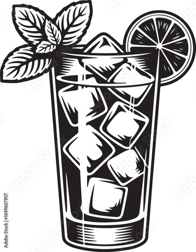 Refreshing Mojito Cocktail Vector Illustration with Mint and Lime Slice Art