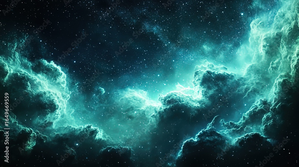 Fototapeta premium Astronomical Scene with Celestial Clouds and Star - Filled Sky 