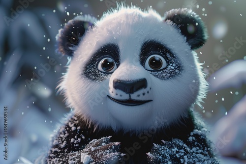 a cute adorable baby Panda generative ai rendered in the style of children-friendly cartoon animation fantasy style