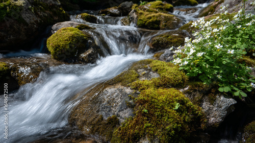 Clear water cascading over rocks.