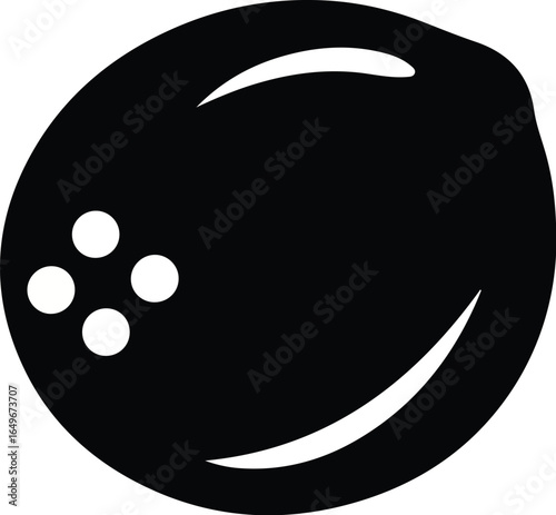 Simple Black and White Coconut Illustration.