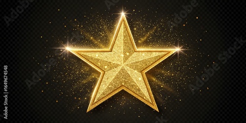 Golden Star Sparkle on Dark Background, Celebration, Award