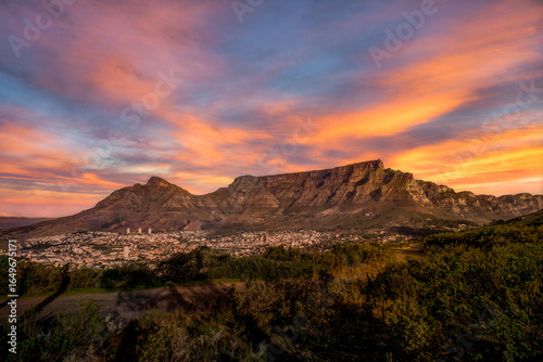 Sunset over Table Mountain and Twelve Apostles, Cape Town