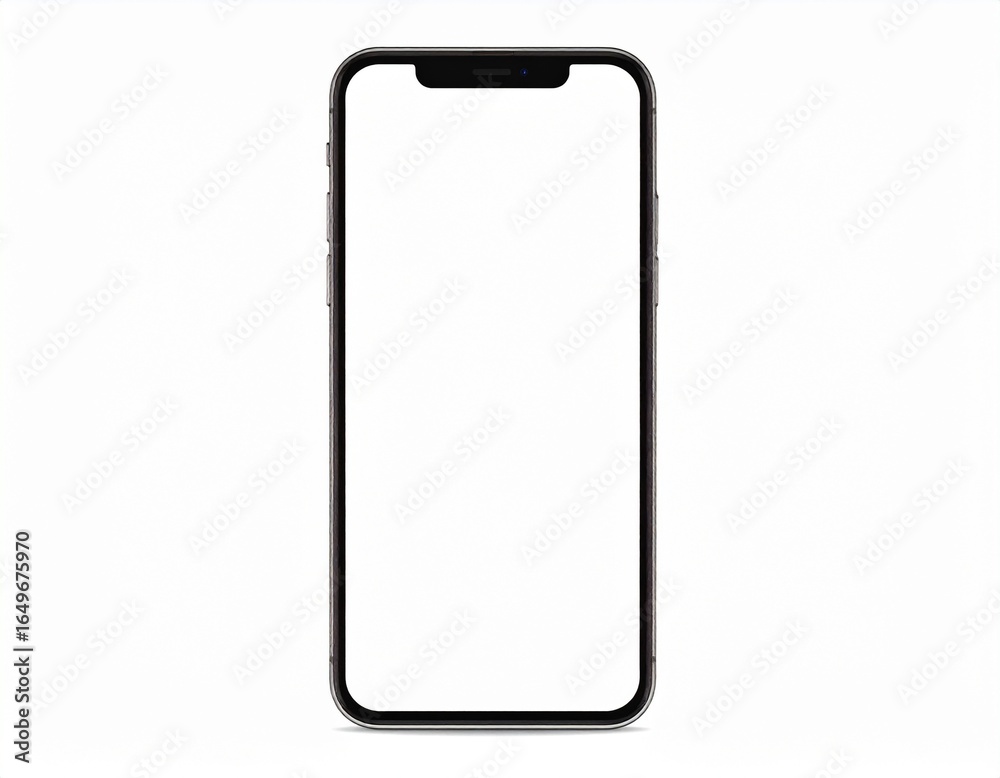 Front view of a modern mobile phone with a blank white screen. Smartphone mockup template isolated on a white background for design. Front view of a modern mobile phone with a blank white screen. Smartphone mockup template isolated on a white background for design.