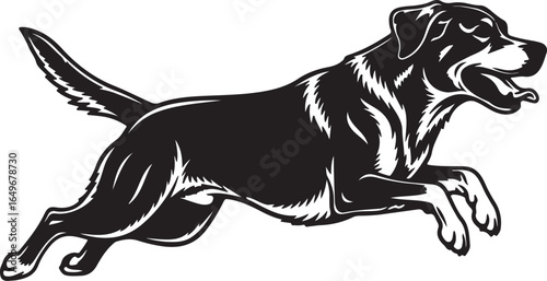 Dog running leaping canine pet animal silhouette vector art