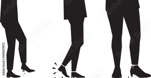 Three silhouettes of a person s legs showing different stages of walking silhouette