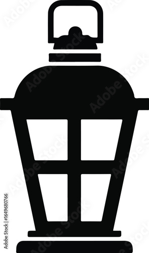 Classic Black Lantern Icon Illustration.