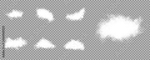Vector mist, smog background. Cloud texture, smoke, nature sky or foggy nature illustration isolated on transparent background. Vector realistic cloud, smoke or fog on isolated transparent background.