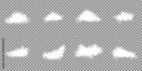 Vector mist, smog background. Cloud texture, smoke, nature sky or foggy nature illustration isolated on transparent background. Vector realistic cloud, smoke or fog on isolated transparent background.