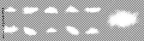 Cloud texture, smoke, nature sky or foggy nature illustration isolated on transparent background. Realistic white fog border or smoke isolated transparent special effect. Vector illustration Smoke png