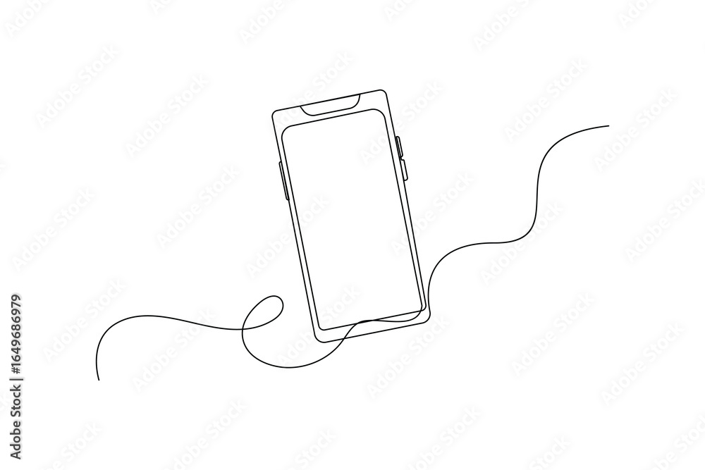 Obraz premium Smart phone continuous one line drawing in minimalist style isolated outline vector illustration art