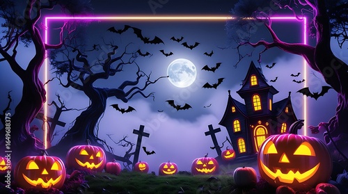 Happy Halloween party themed frame design background 