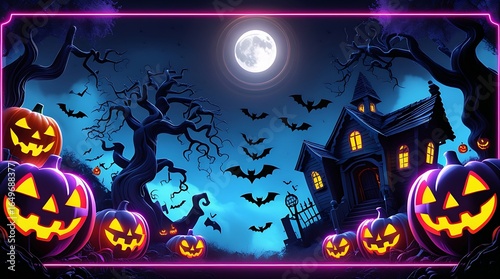 Happy Halloween party themed frame design background 