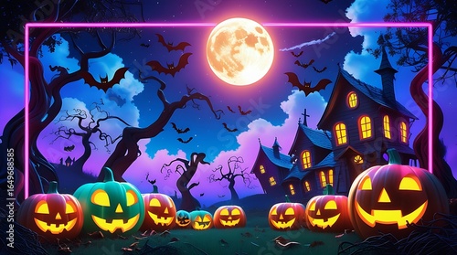Happy Halloween party themed frame design background 