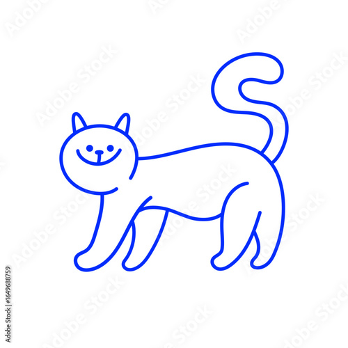 Vector logo design template and graphic element for advertising, branding, posters and banners, funny cartoon cat  illustration with smiling character and mascot