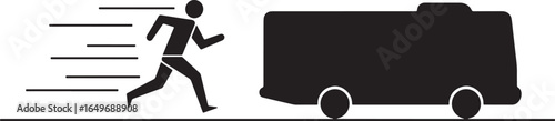 Man running towards a moving ambulance in a dynamic silhouette style